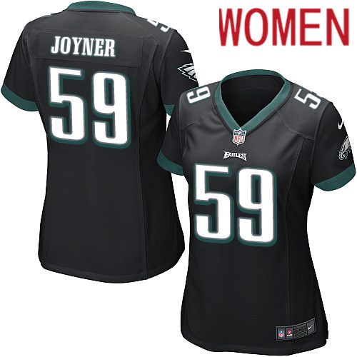 Women Philadelphia Eagles #59 Seth Joyner Nike Black Game NFL Jersey->women nfl jersey->Women Jersey